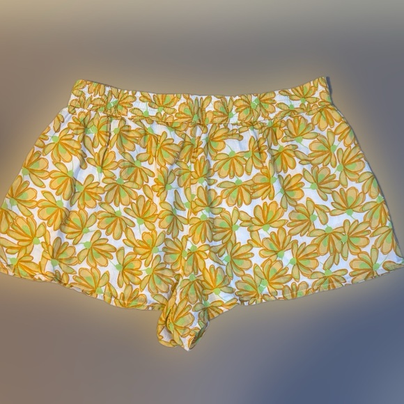 NWT Zara Floral Yellow Green Boho Shorts Matching Set Piece Size XL - Picture 6 of 7